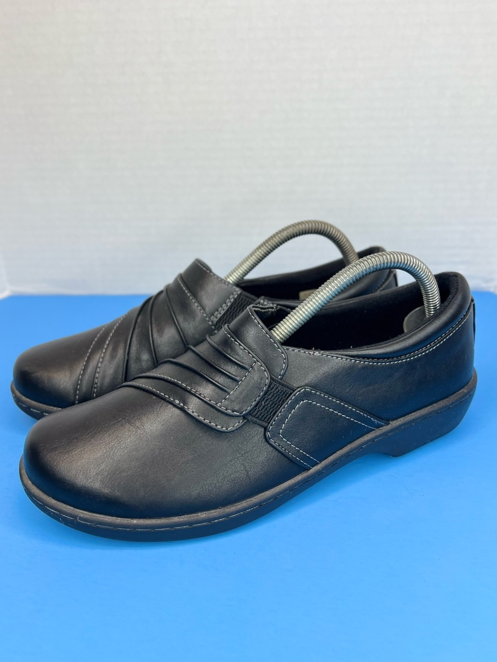Eastland Piper Slip On Shoes Stretch Black Womens 9.5M Memory Foam Insole Good!
